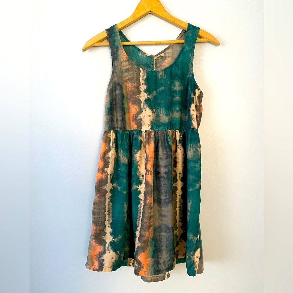 Urban Outfitters Ecote Women's Cami Mini Dress Blue Tie Dye Snaps Size S Boho
